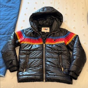 Aviator Nation Black Jacket with Rainbow Stripes